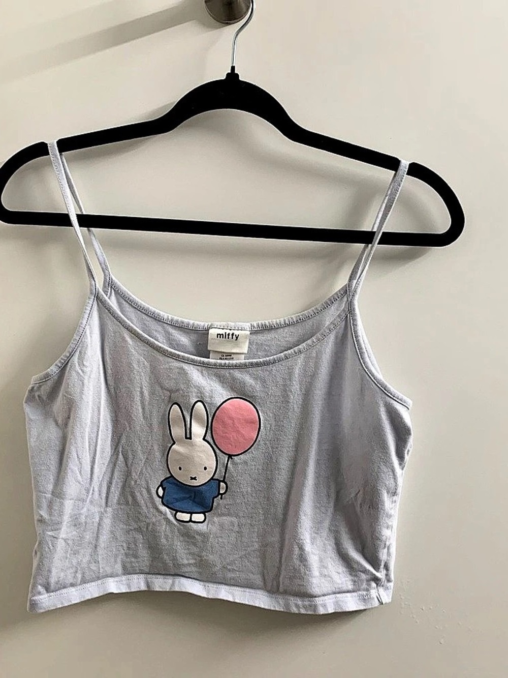 miffy Graphic Crop Tank in Gray & Pink Size Medium